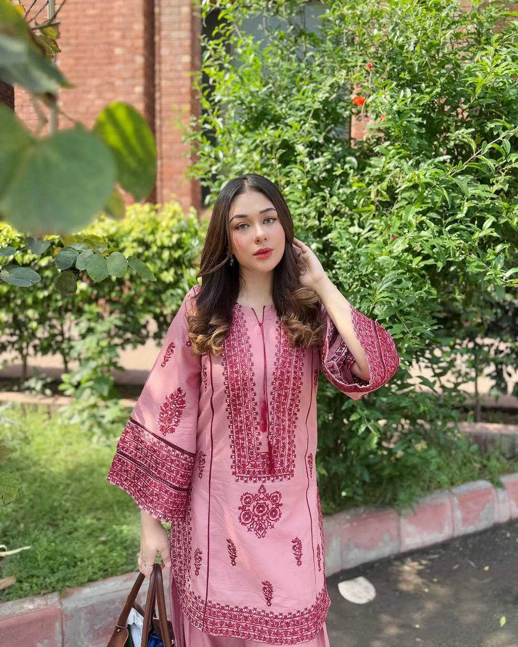 Heavy Cotton Embroidered Kurti & Plazzo Set with Real Mirror Handwork