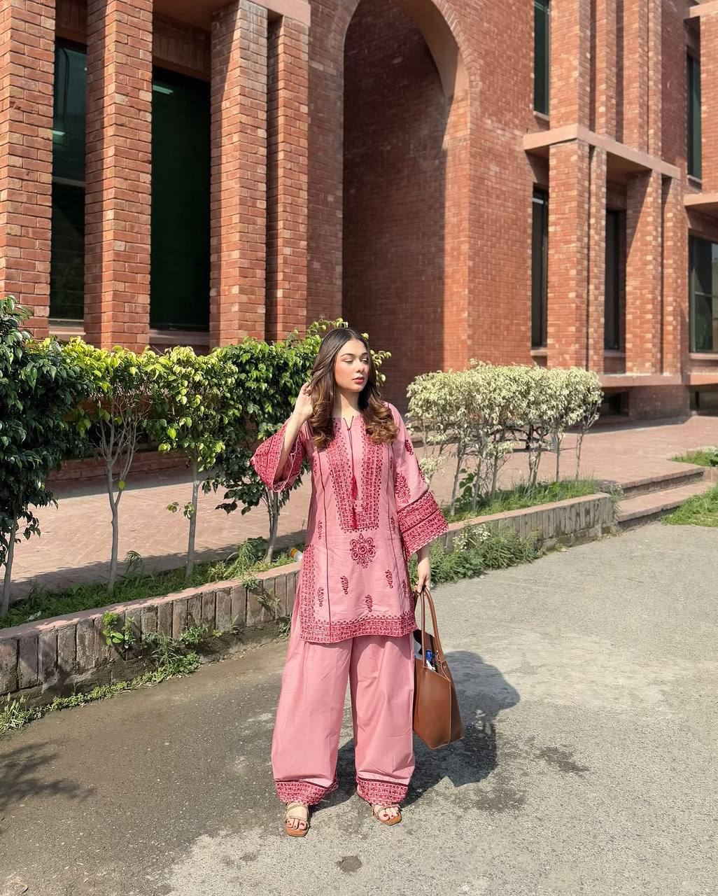 Heavy Cotton Embroidered Kurti & Plazzo Set with Real Mirror Handwork