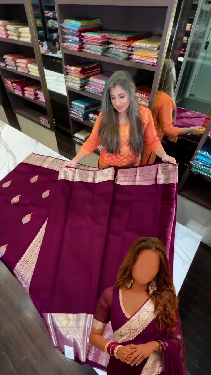 Plum Paisley Silk Saree