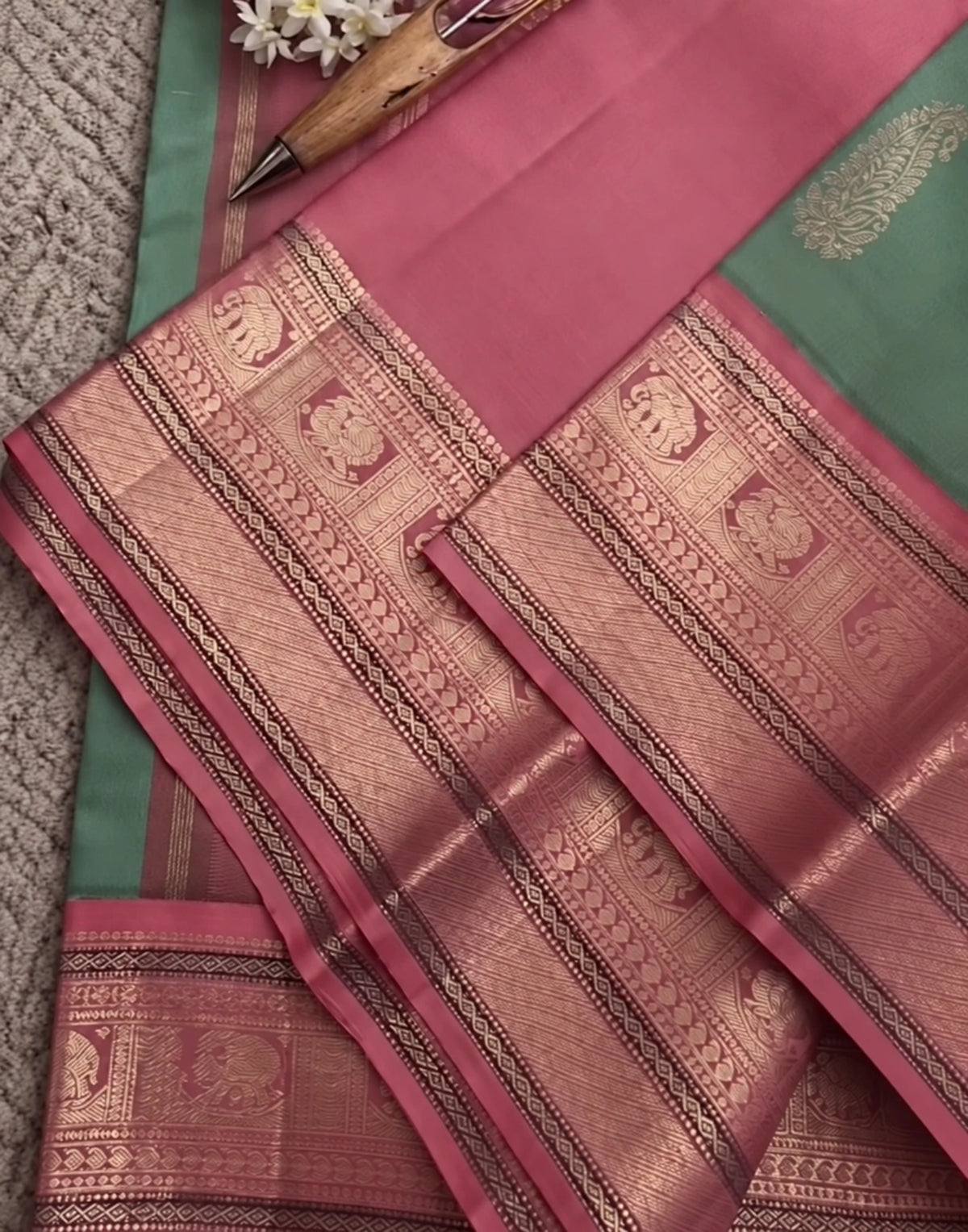 Aruvini Korvai Silk Saree