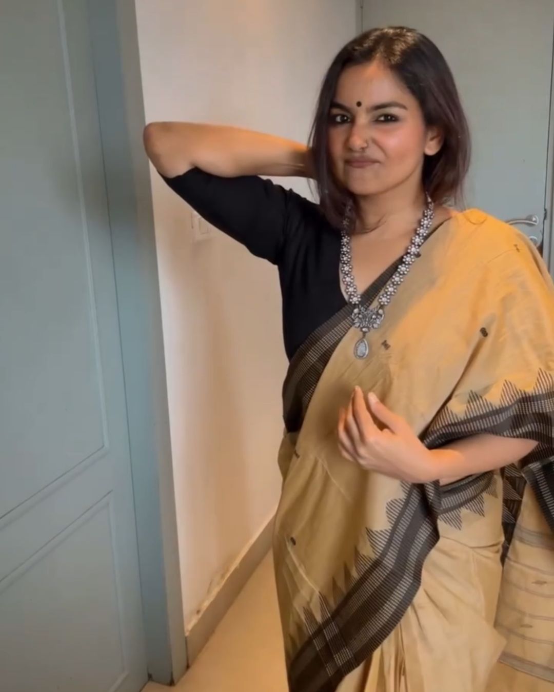 Beige Silk Saree