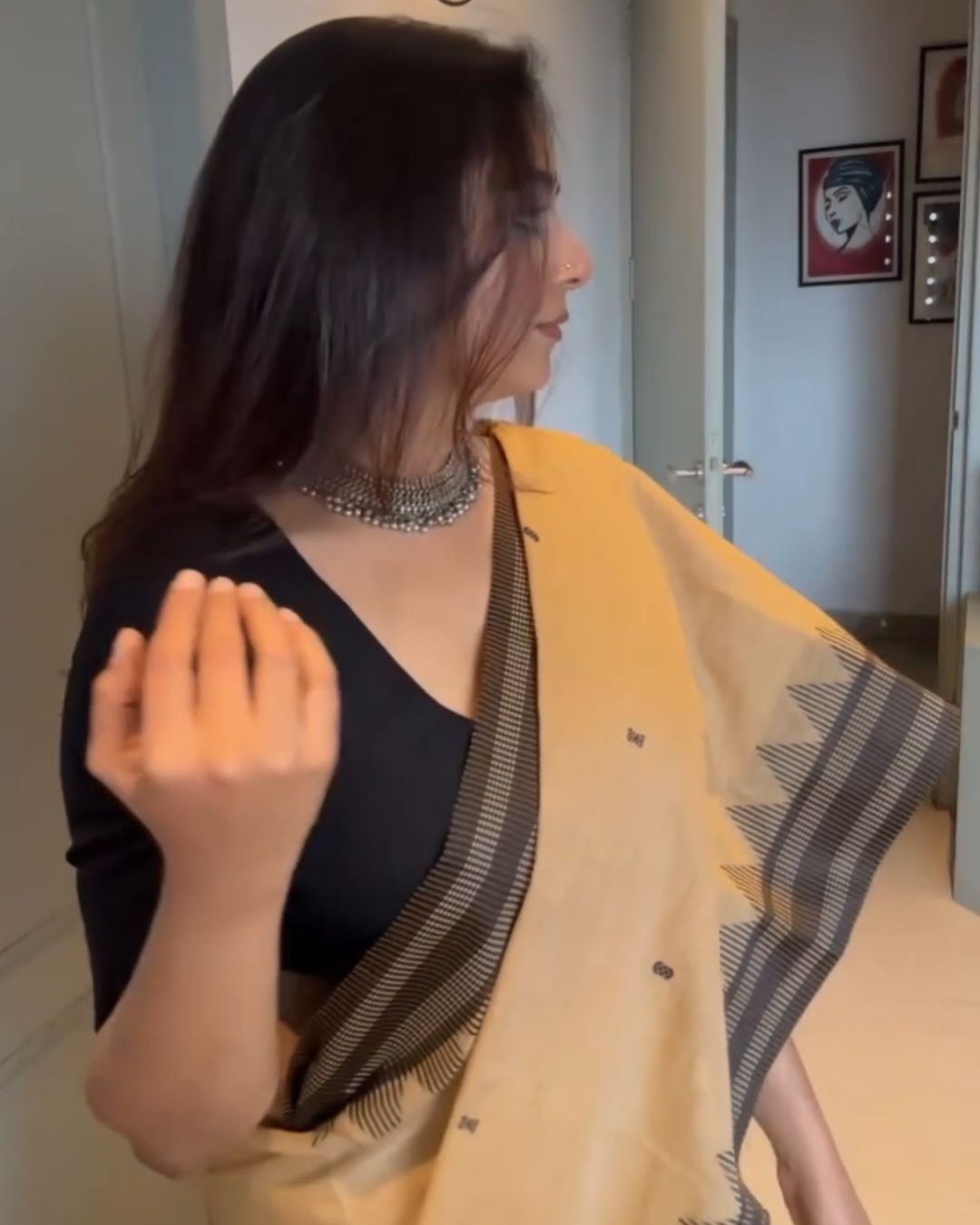 Beige Silk Saree