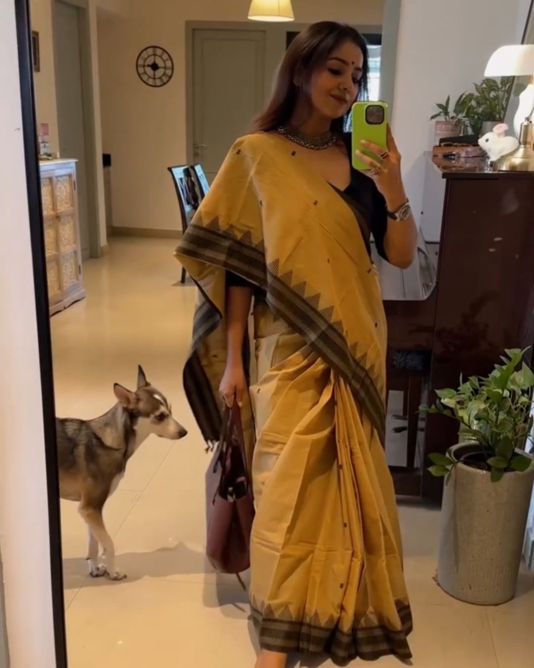 Beige Silk Saree