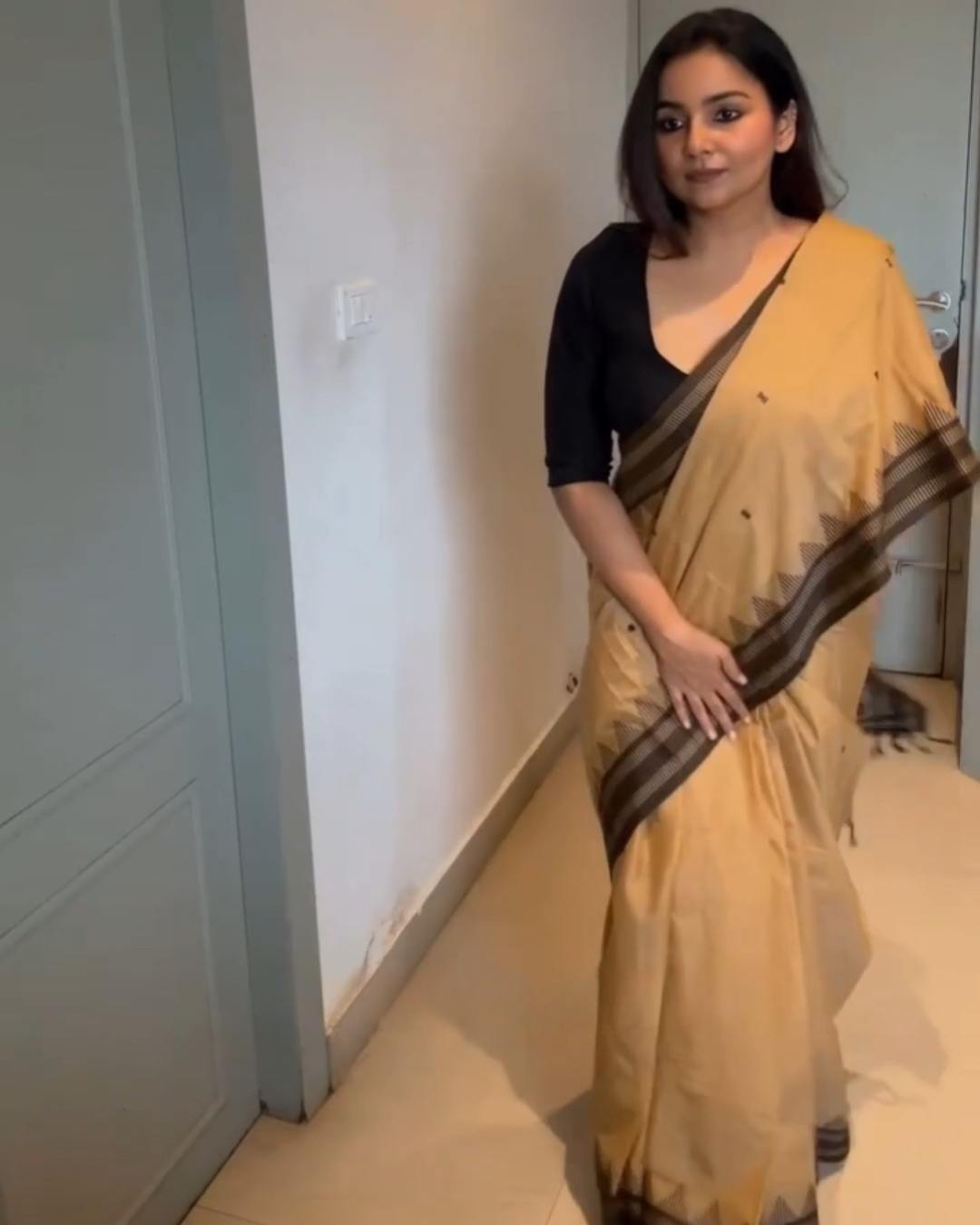 Beige Silk Saree