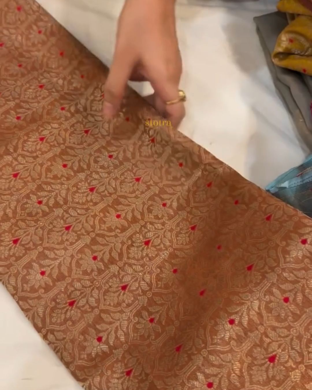 Broun Raw Silk Jari Suit