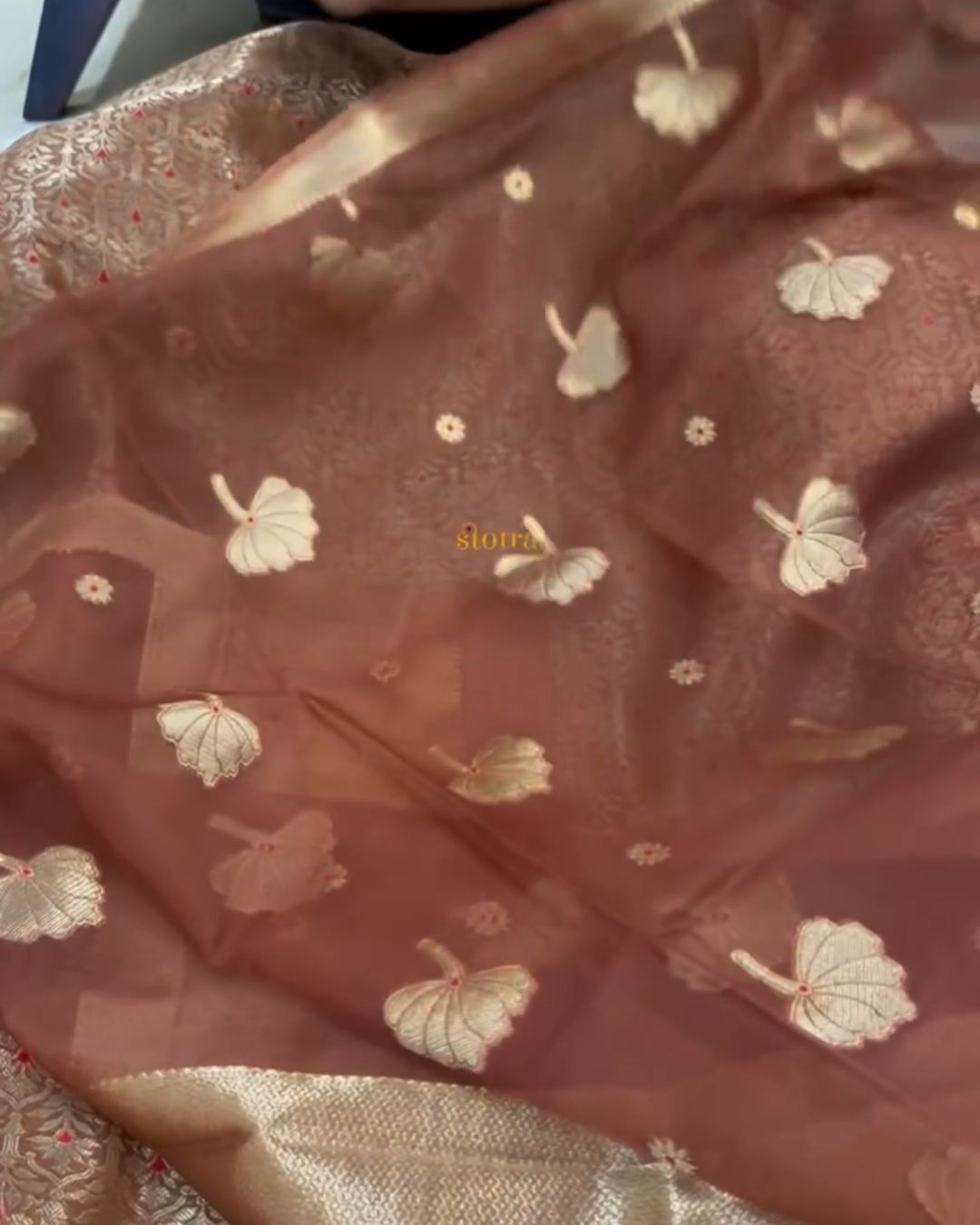 Broun Raw Silk Jari Suit