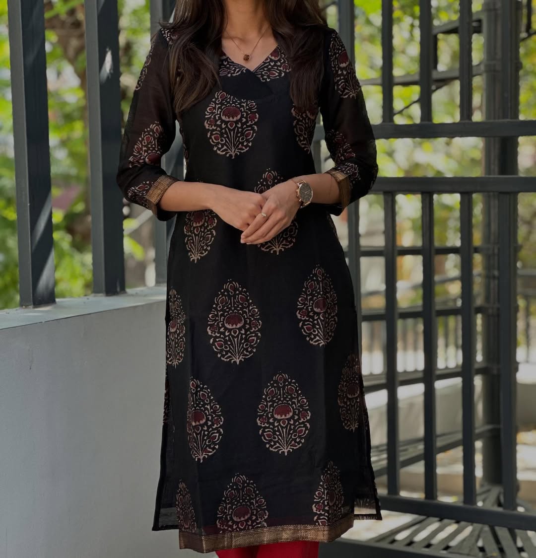 Block Print Bloom Kurti with Dupatta