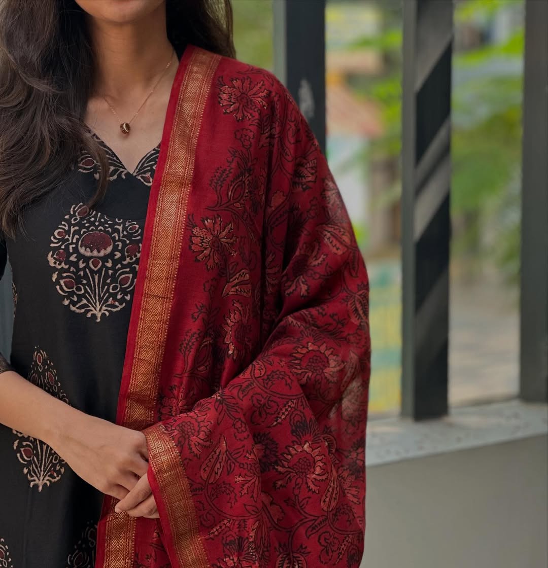 Block Print Bloom Kurti with Dupatta