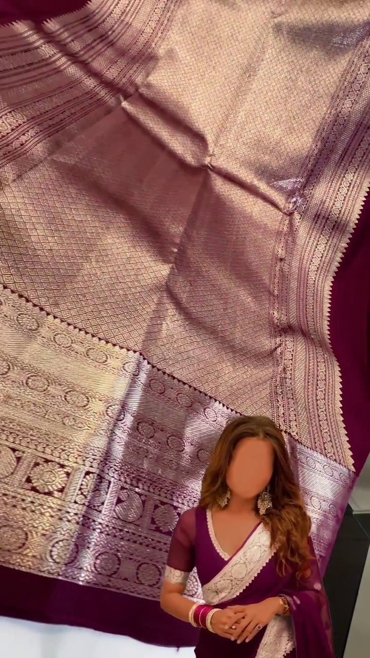 Plum Paisley Silk Saree