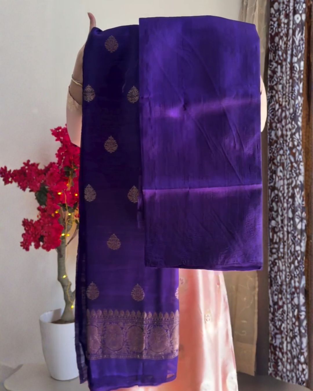 Deep Purple Cotton jari suit