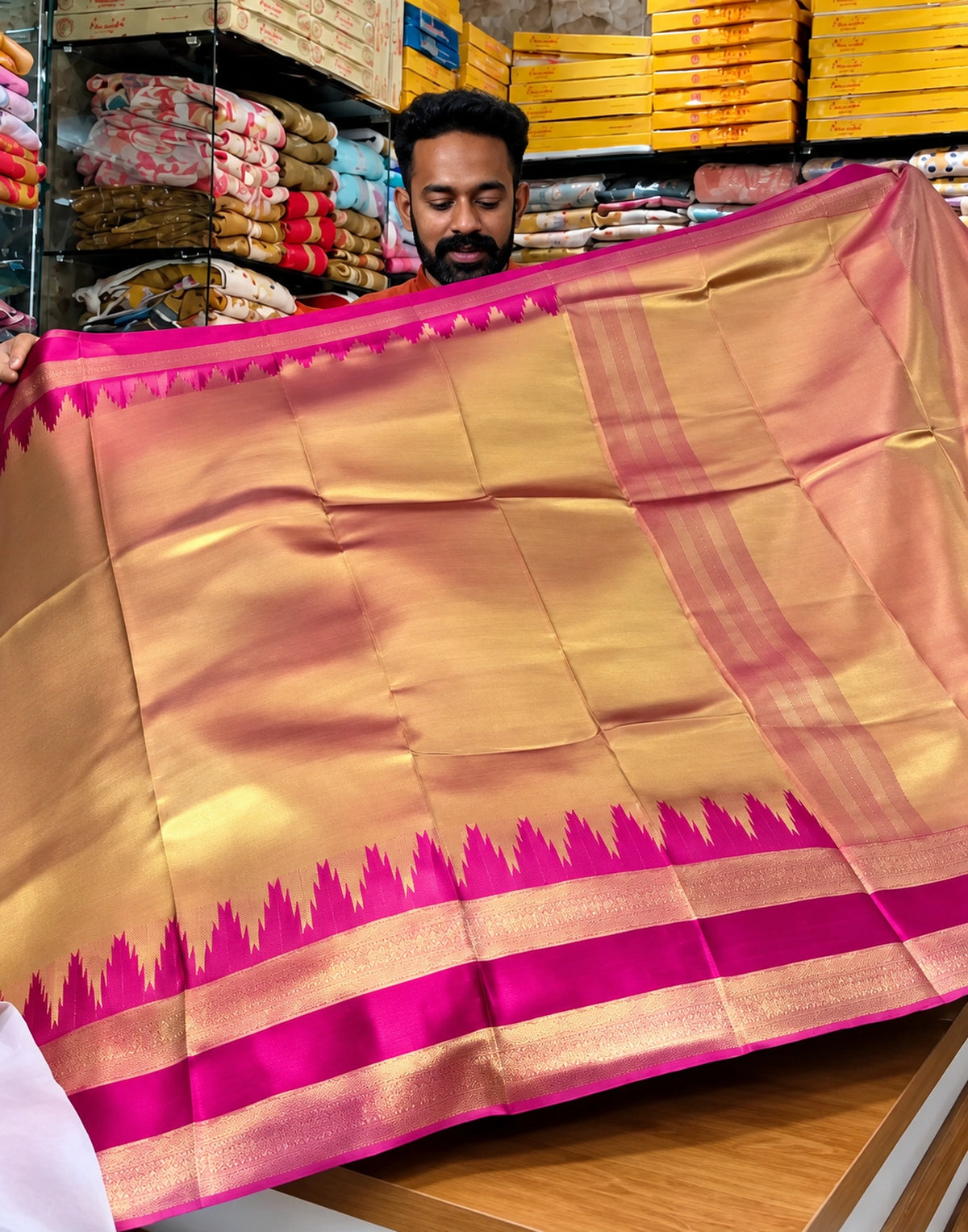 Giraffe Gold Silk Saree