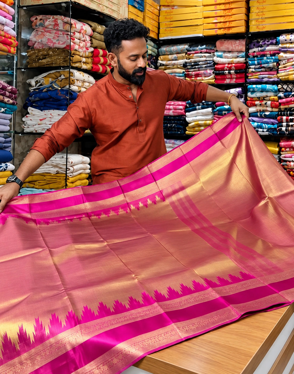 Giraffe Gold Silk Saree