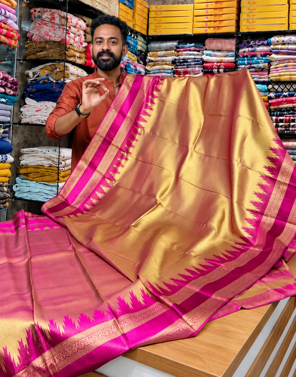 Giraffe Gold Silk Saree