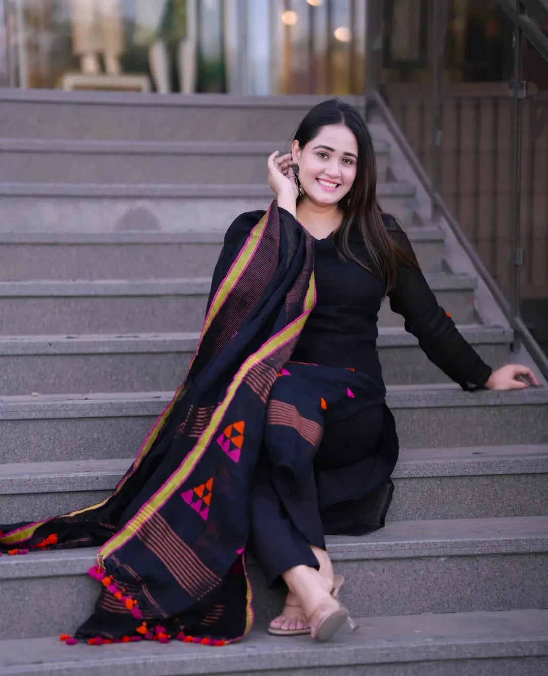 Noir Weave Kurta with dupatta
