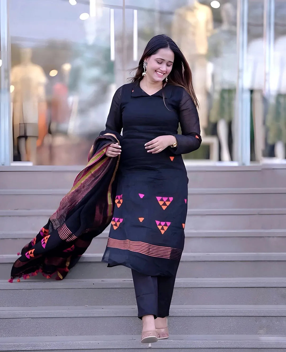 Noir Weave Kurta with dupatta