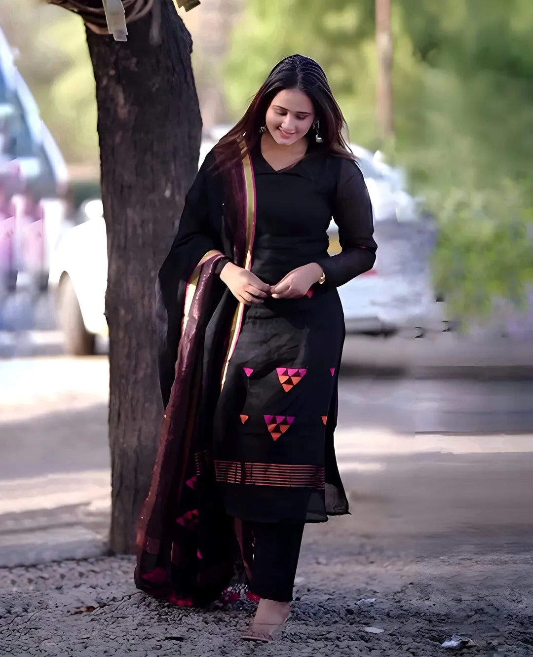 Noir Weave Kurta with dupatta
