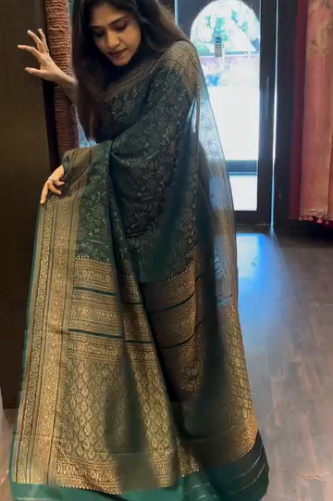 Bottle Green Silk Saree