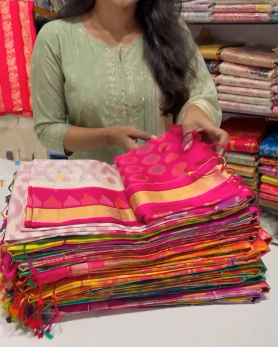 Light Pink Ikkat Silk Saree