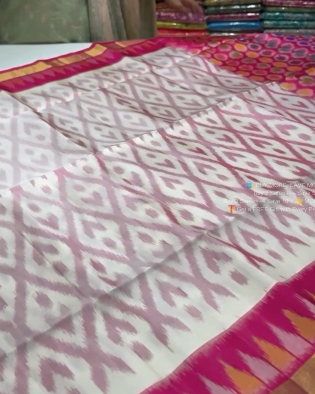 Light Pink Ikkat Silk Saree