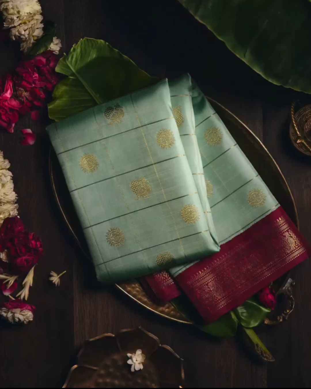 Light Pista Silk Saree