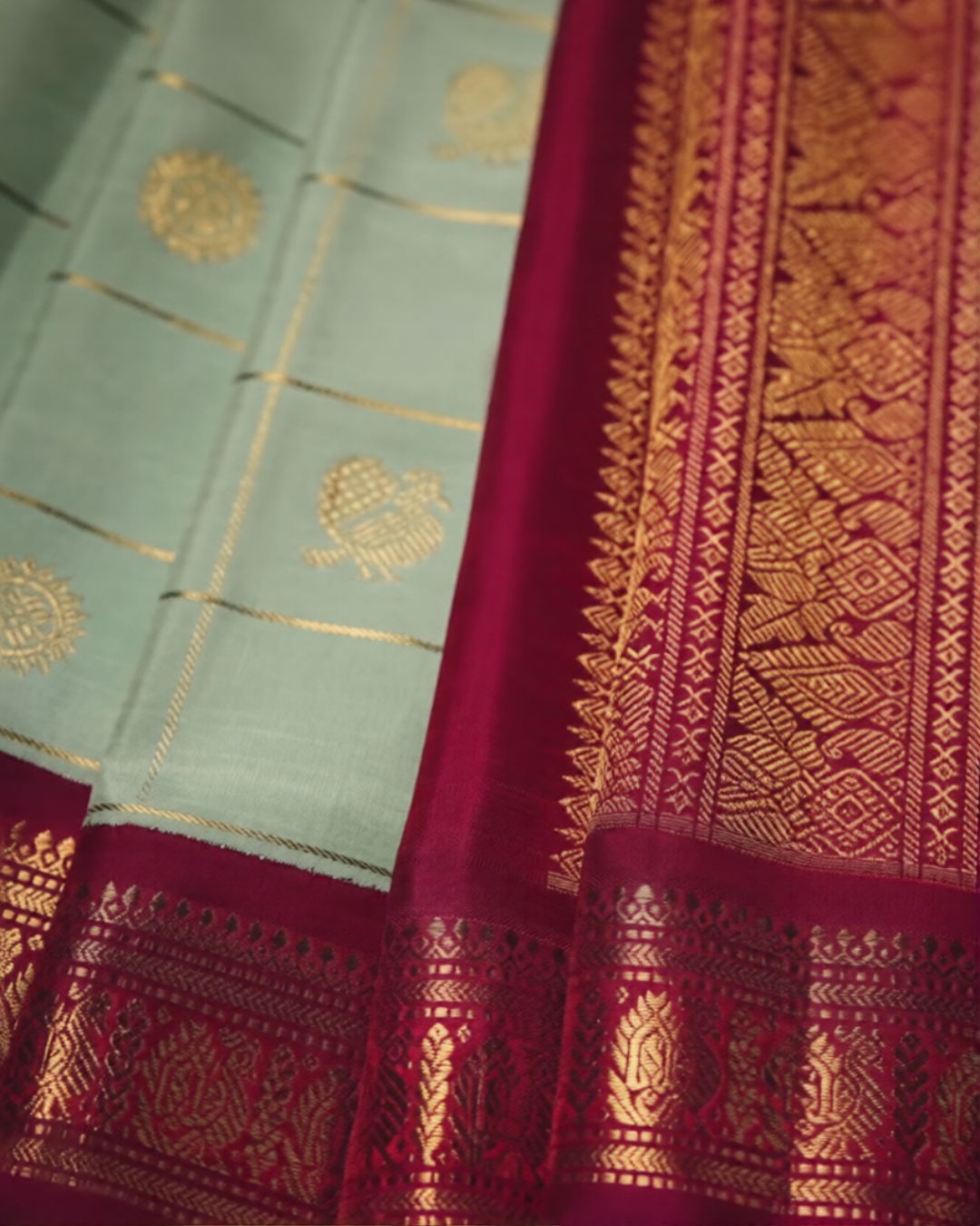 Light Pista Silk Saree