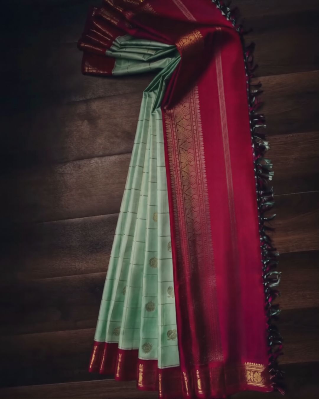 Light Pista Silk Saree