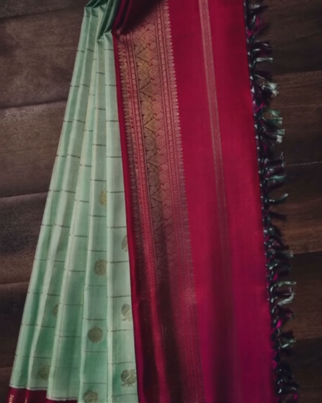 Light Pista Silk Saree