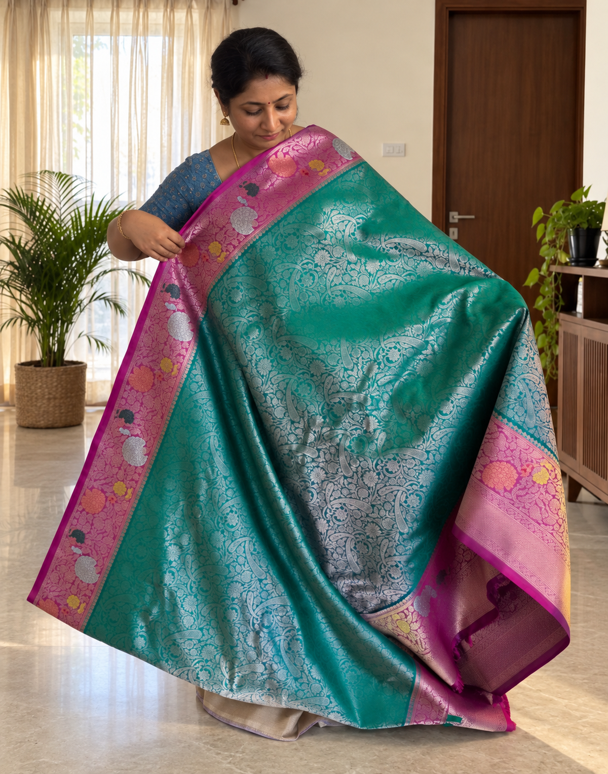 Mayur Pankh Gadwal Silk Saree