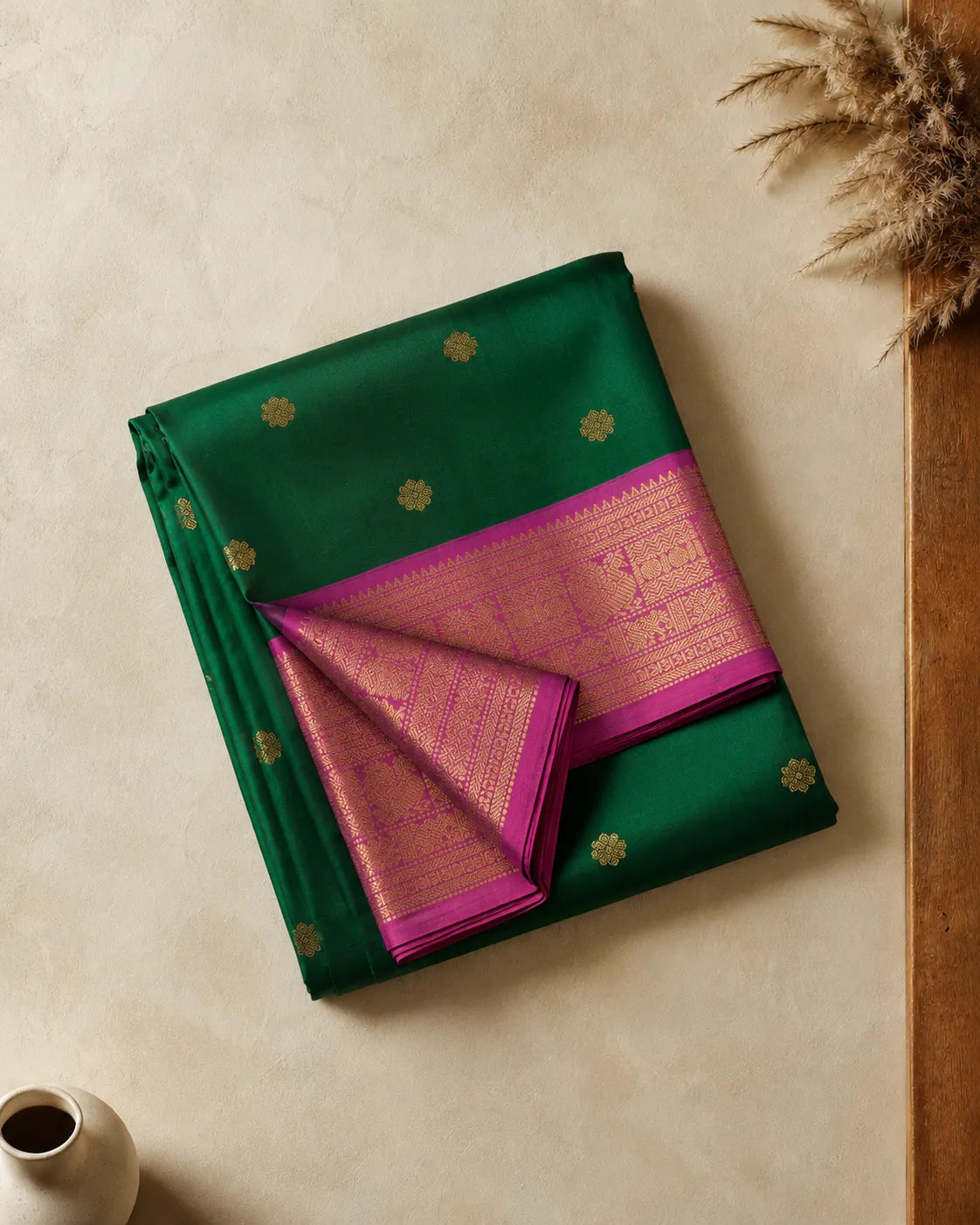 Mudra Green Silk Saree