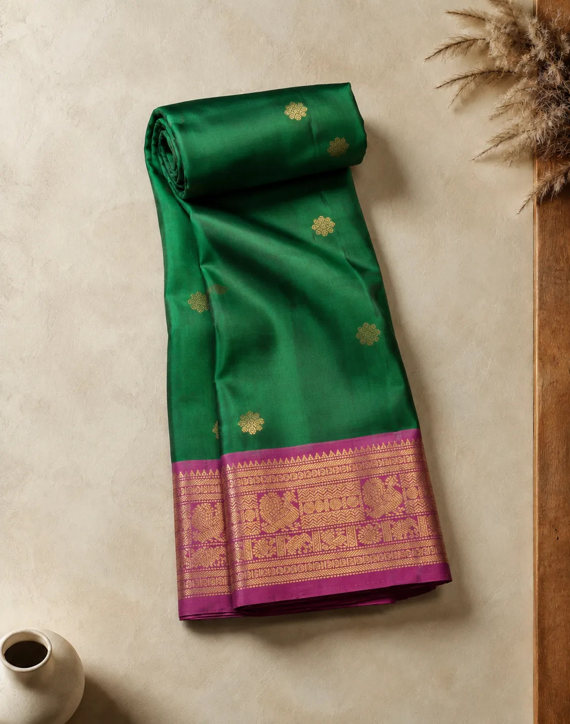 Mudra Green Silk Saree