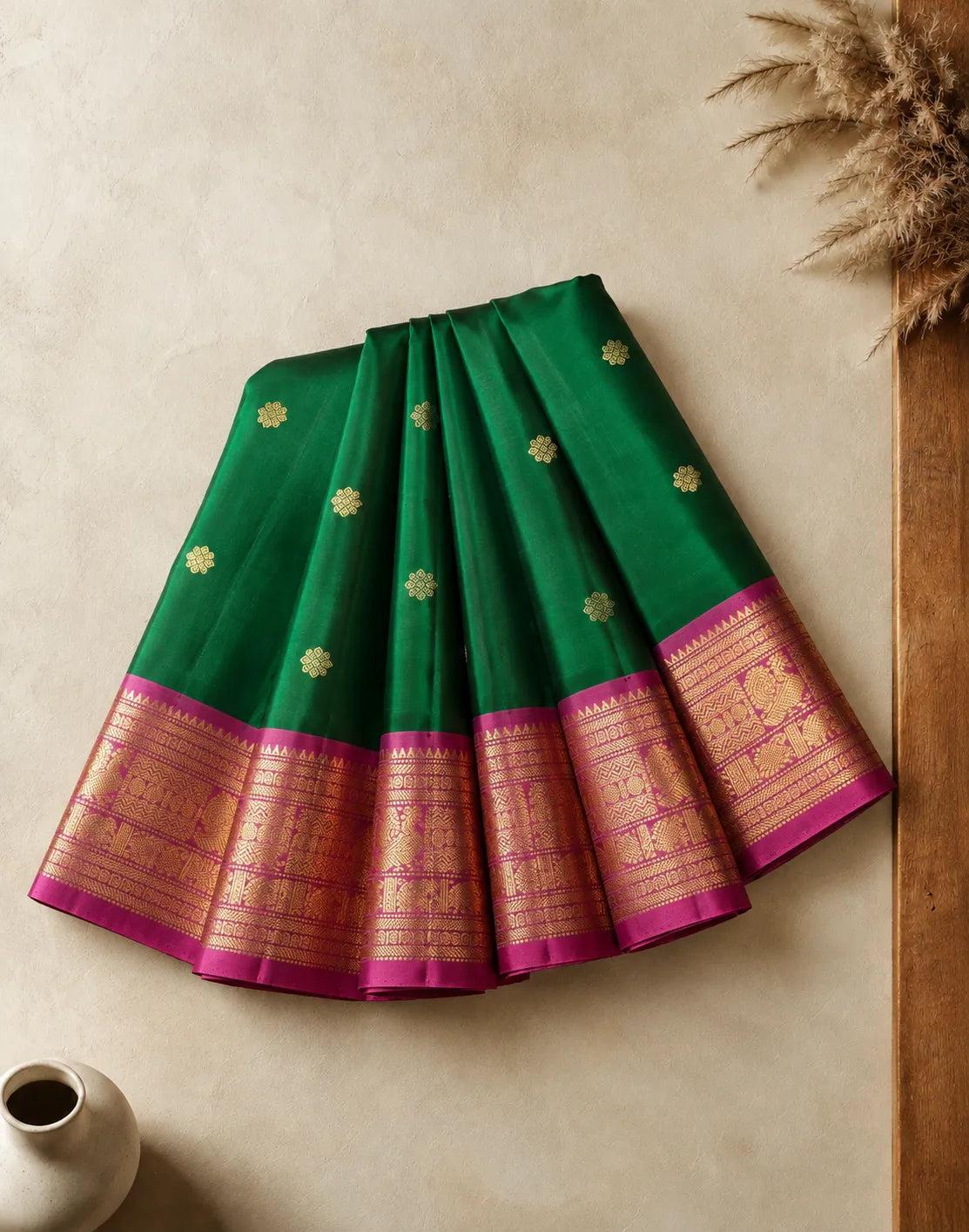 Mudra Green Silk Saree
