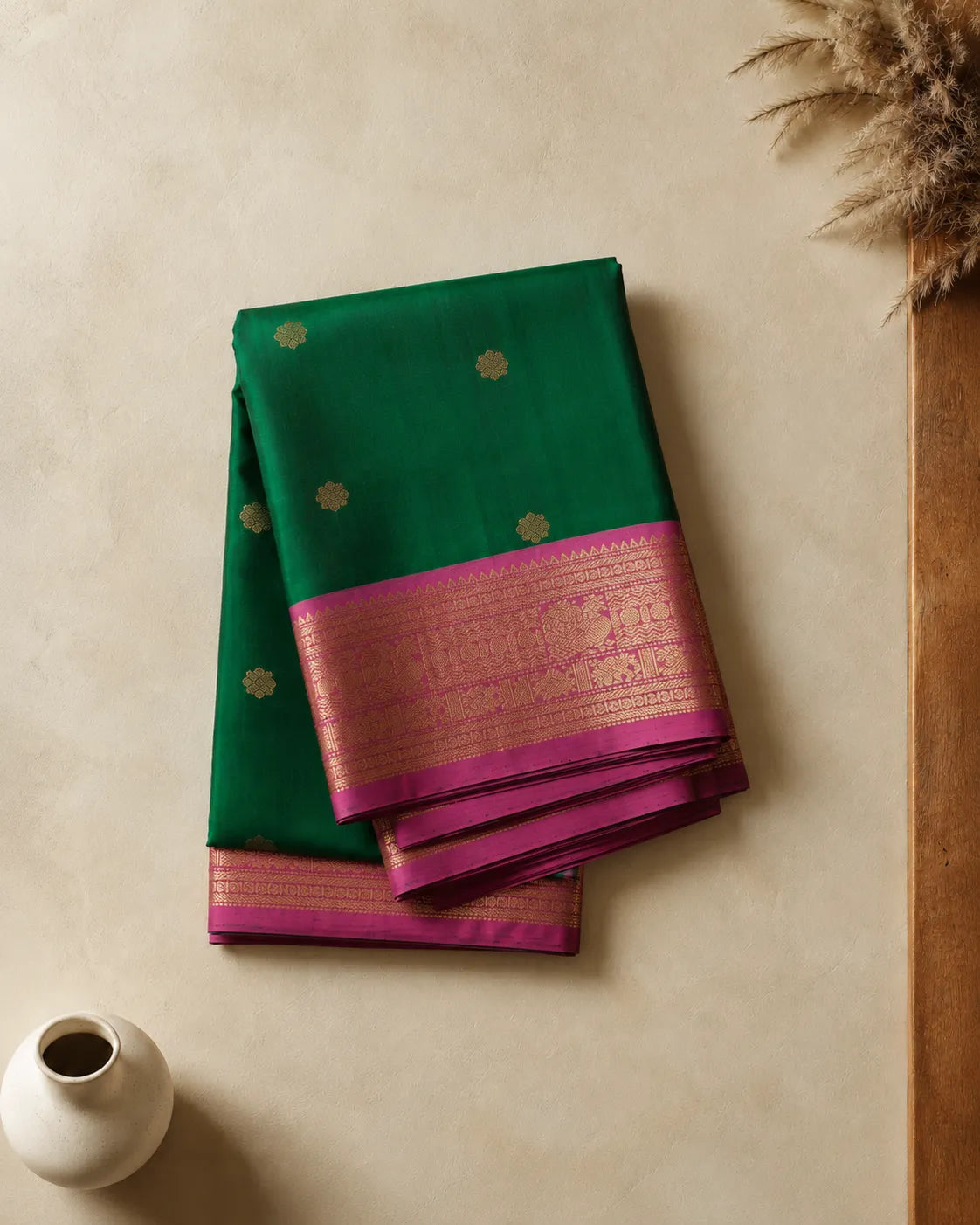 Mudra Green Silk Saree