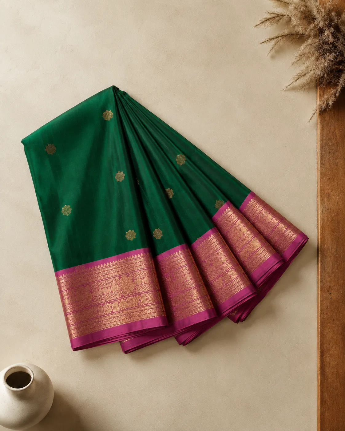 Mudra Green Silk Saree