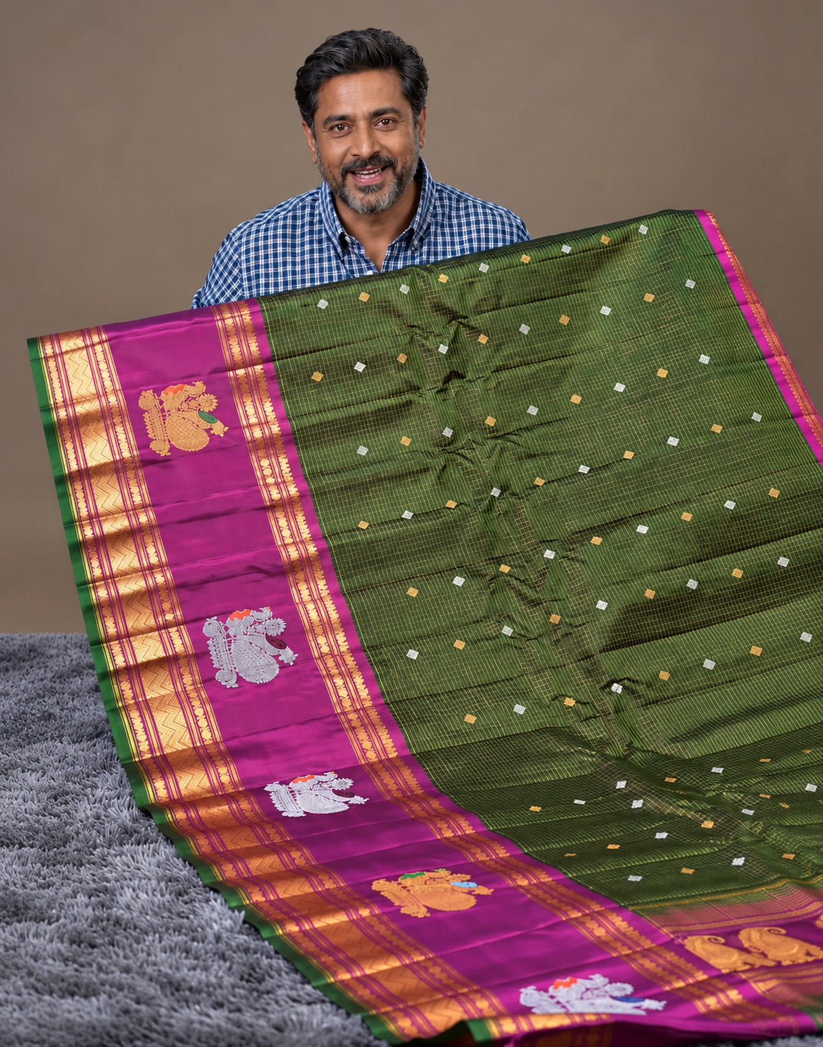 Pavazha Pacha Kanjivaram Silk Saree