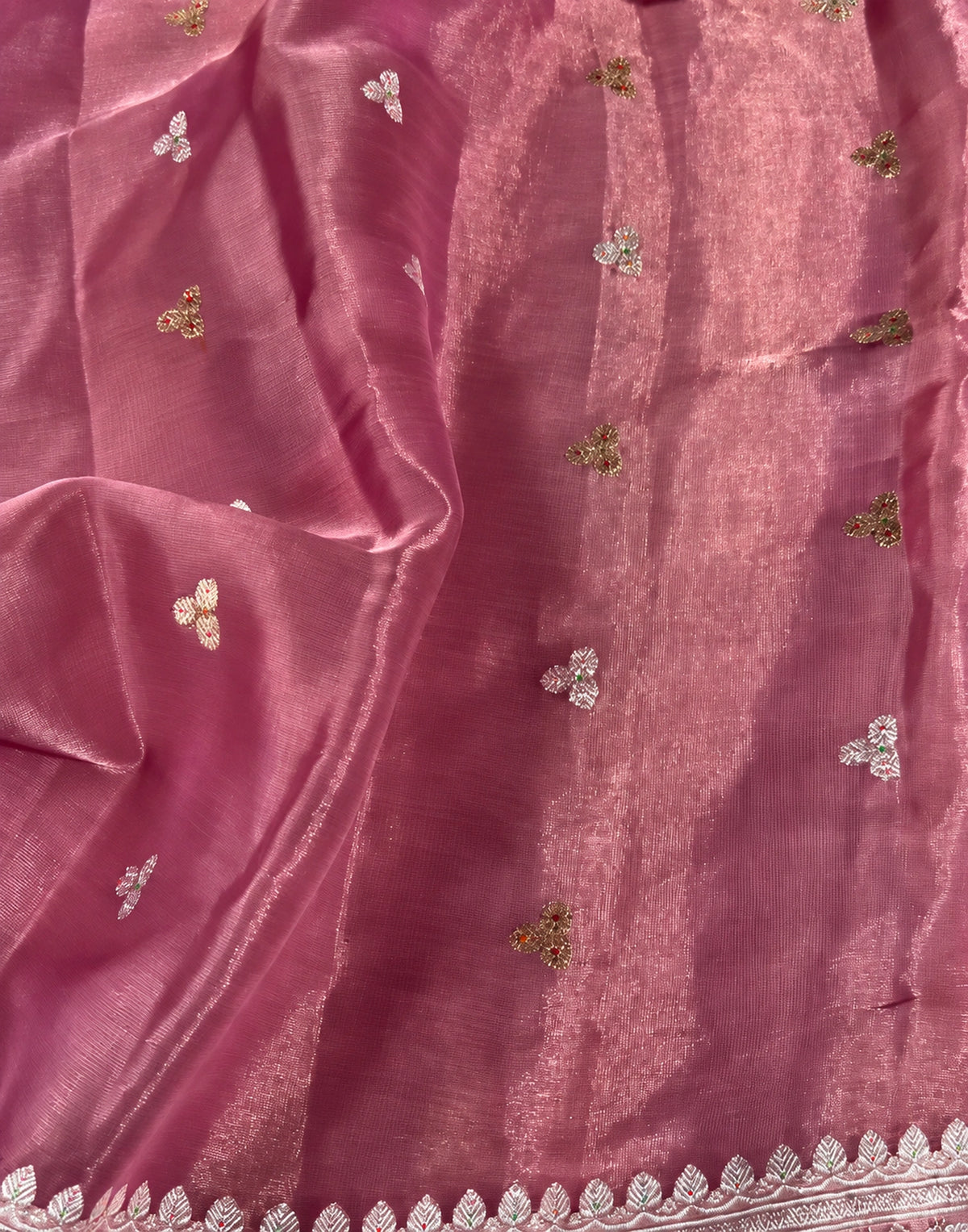 Pinky Banarasi Tissue Silk Saree