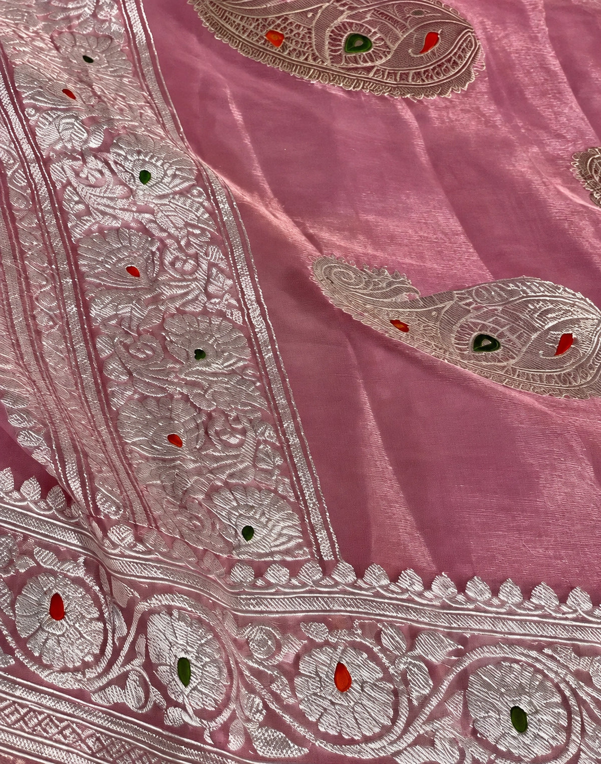 Pinky Banarasi Tissue Silk Saree