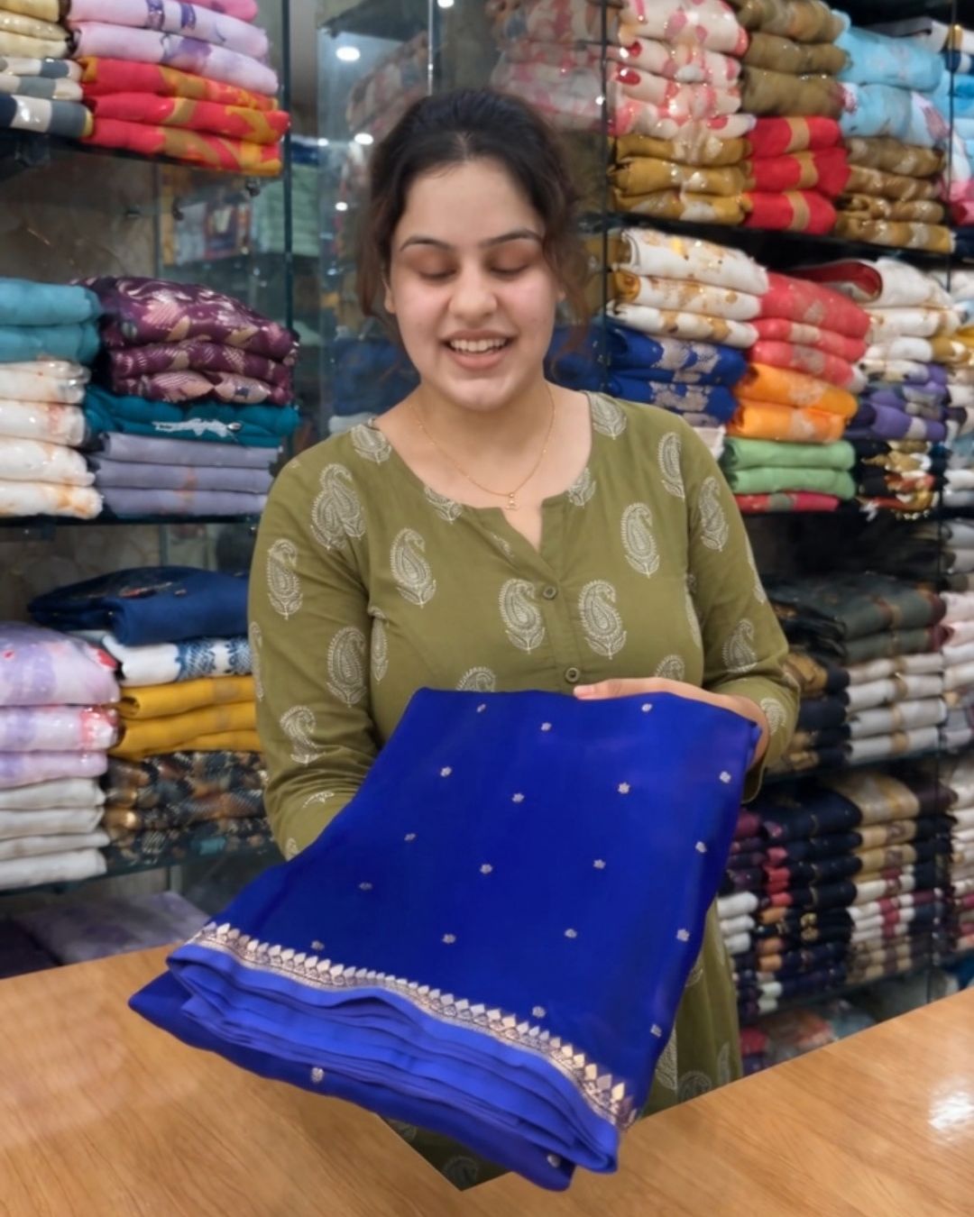 R Blue Banarsi Silk Saree
