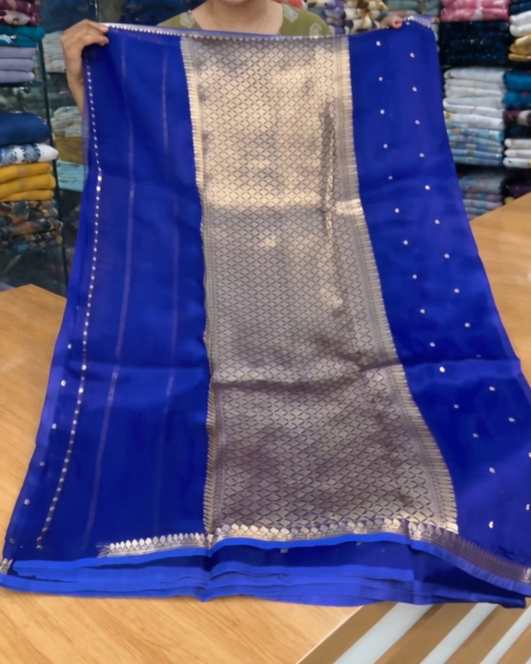 R Blue Banarsi Silk Saree
