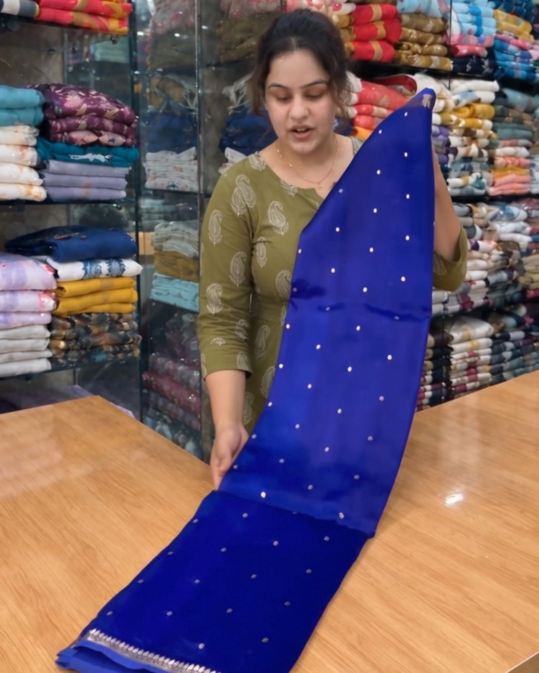 R Blue Banarsi Silk Saree