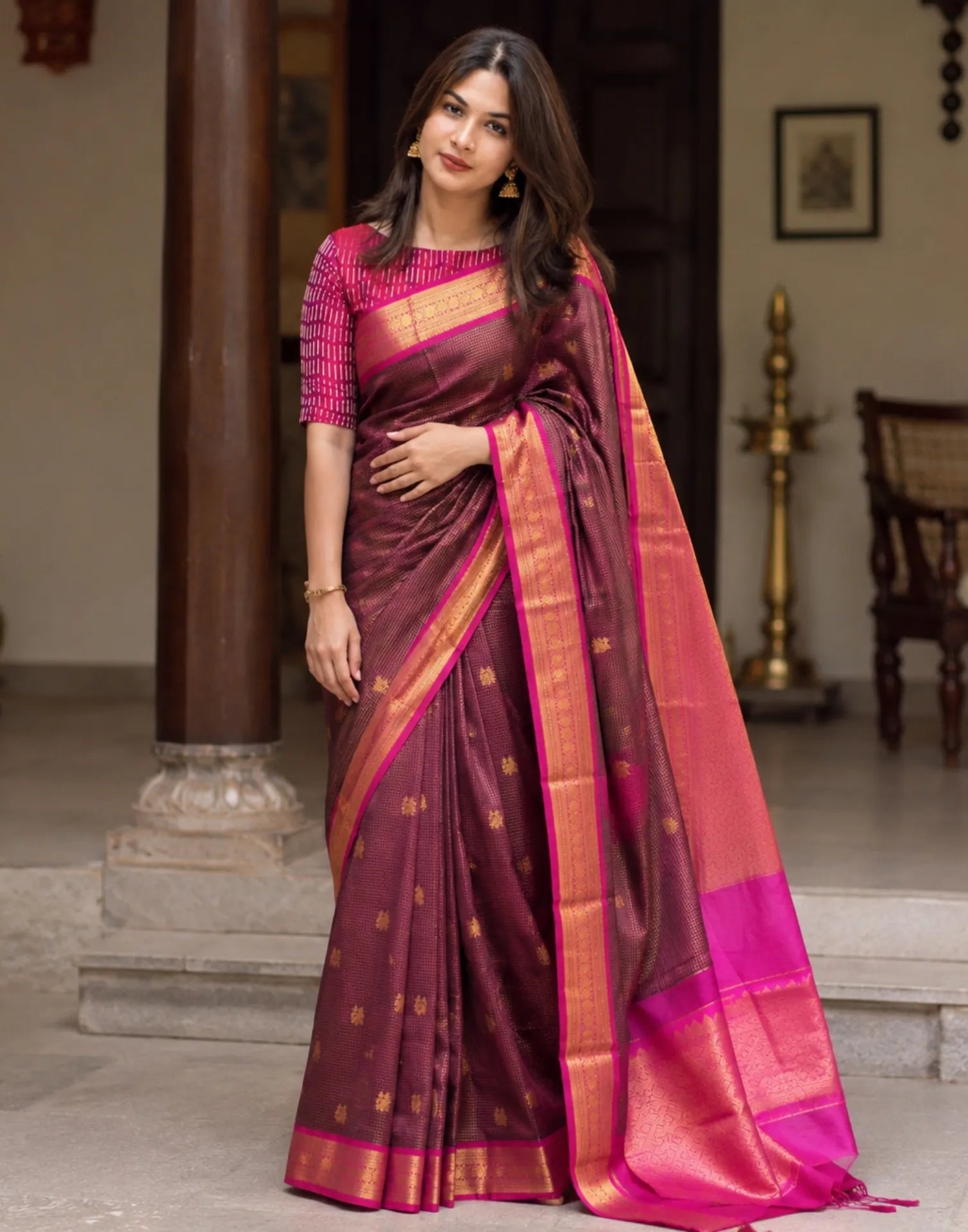 Wine Silk Saree