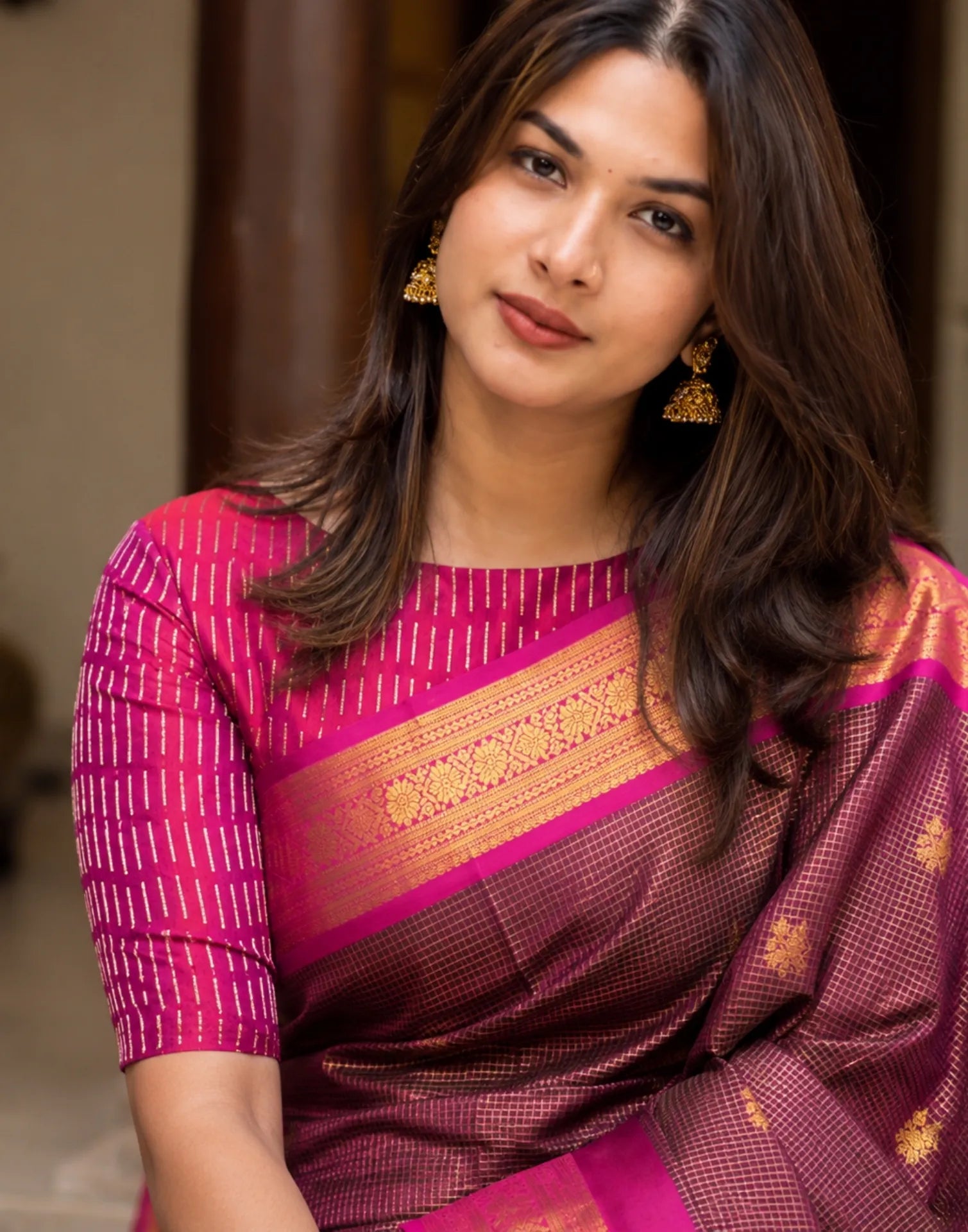 Wine Silk Saree