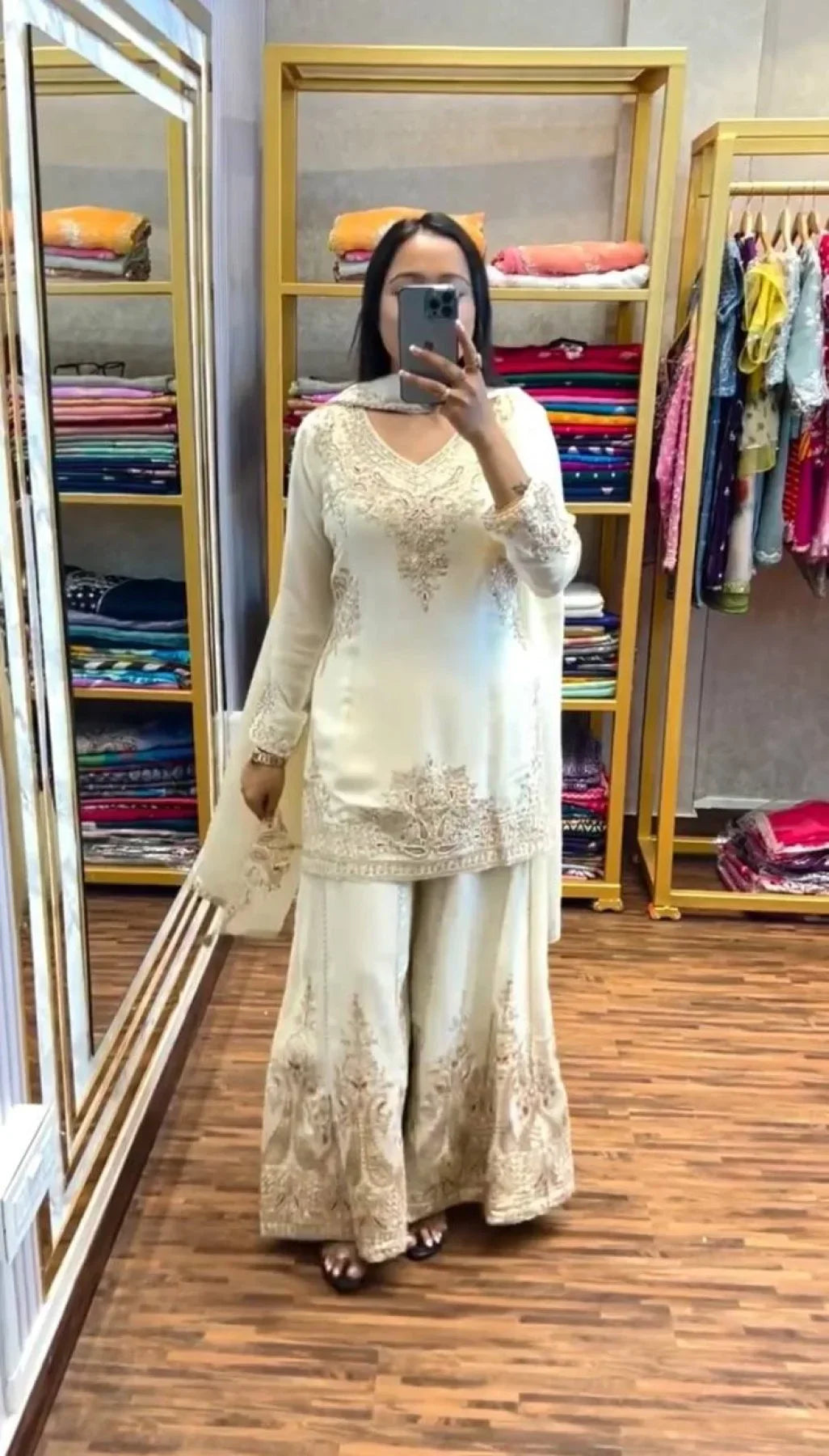 Attractive White Party Wear Heavy Embroidered Salwar Suit
