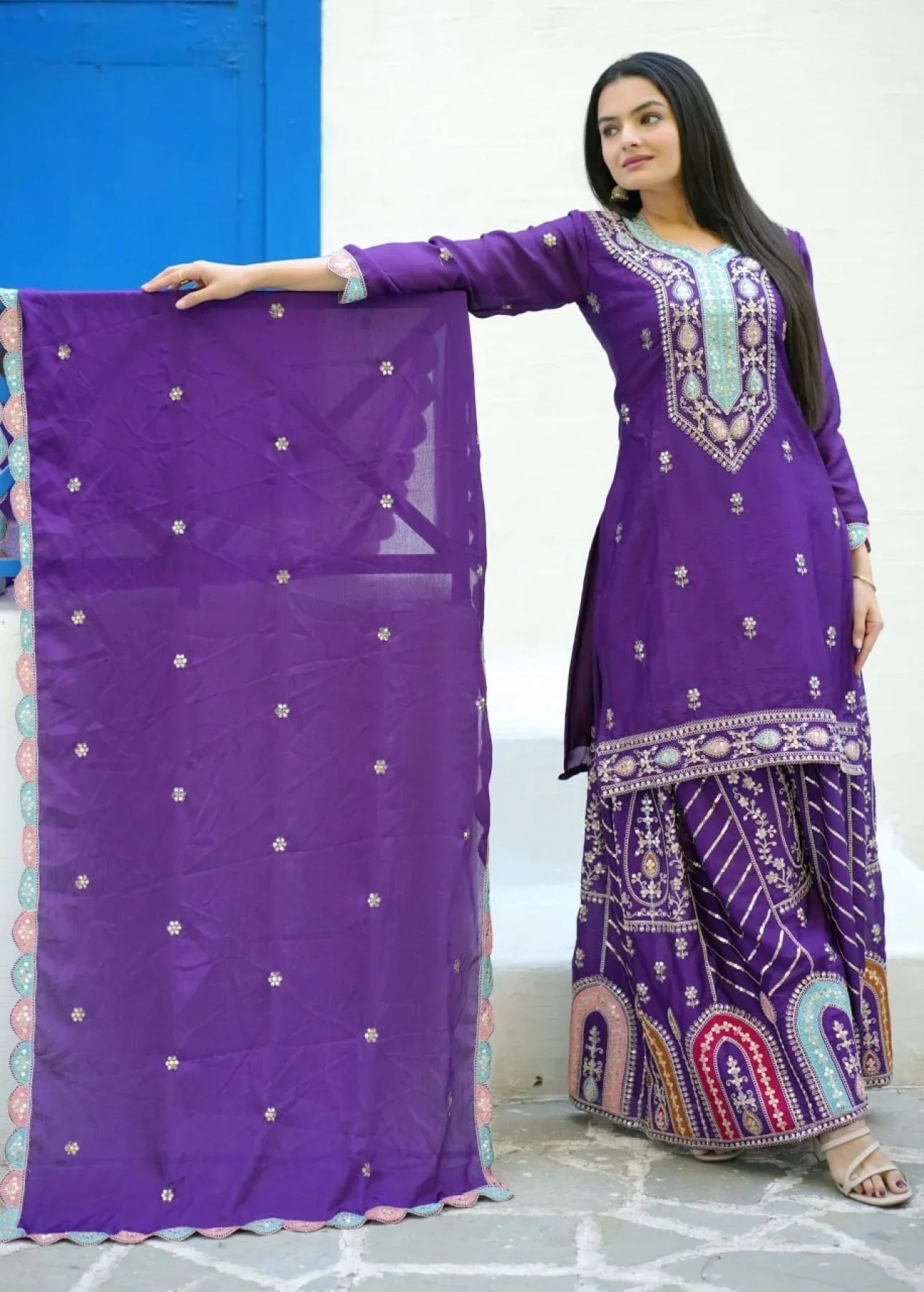 Elegant Readymade Purple Suit For Women – Perfect For Parties