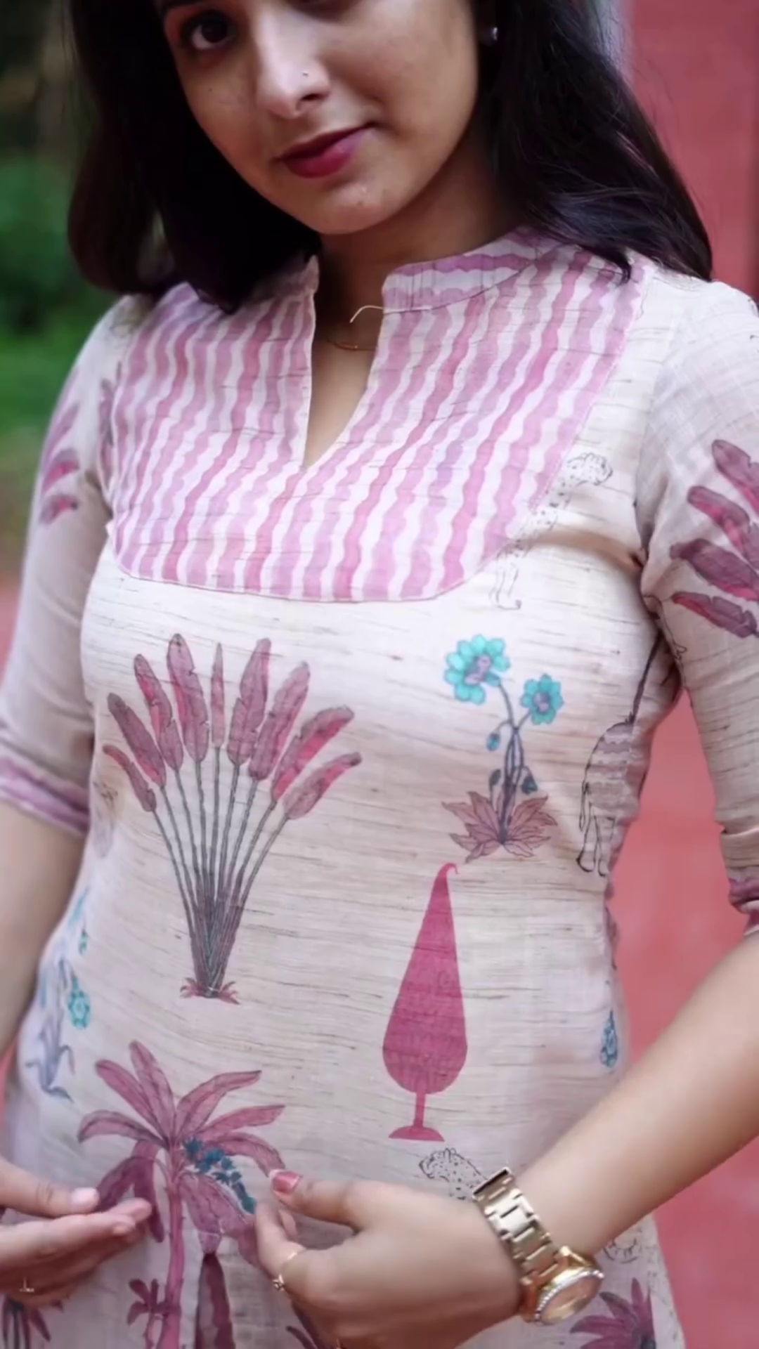 A-Line Slit Pink Kurta
