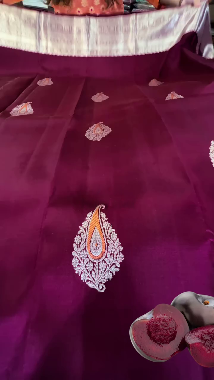 Plum Paisley Silk Saree